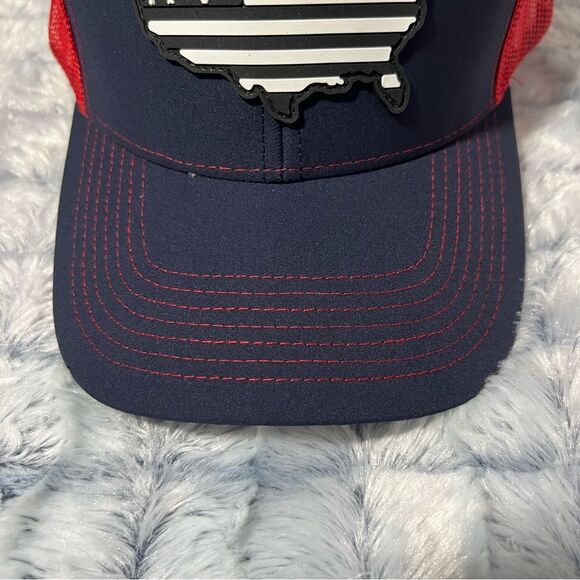 Adj Snapback Trucker Hat Mesh with black and white USA American flag patriotic - Picture 8 of 10